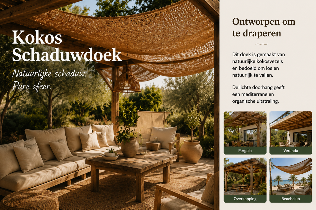 Schaduwdoek van kokosvezel - <strong>rechthoek</strong>